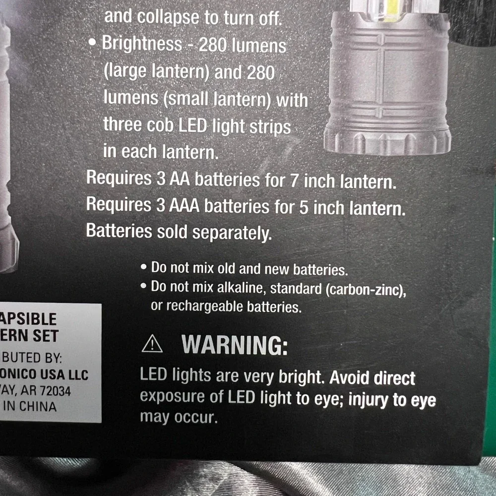 Collapsible Lantern Set 2 Large Small 280 Lumens 3 Watt LED‎ Camping Hiking Gift